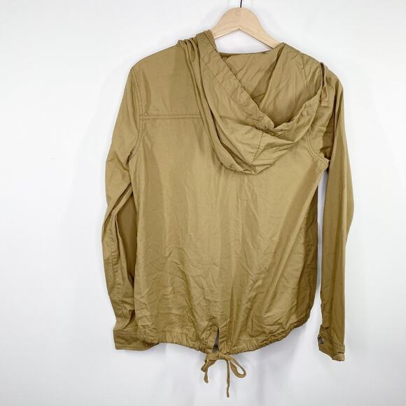 So Women Khaki Utility Jacket Size M Tan Full Zip Button Snap Hooded Lightweight - Picture 2 of 7